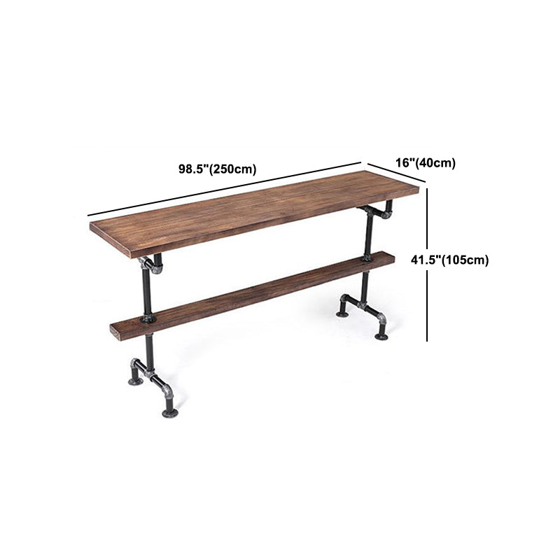 Rectangle Pine Wood Top Bar Table Industrial Bar Table with Trestle Base