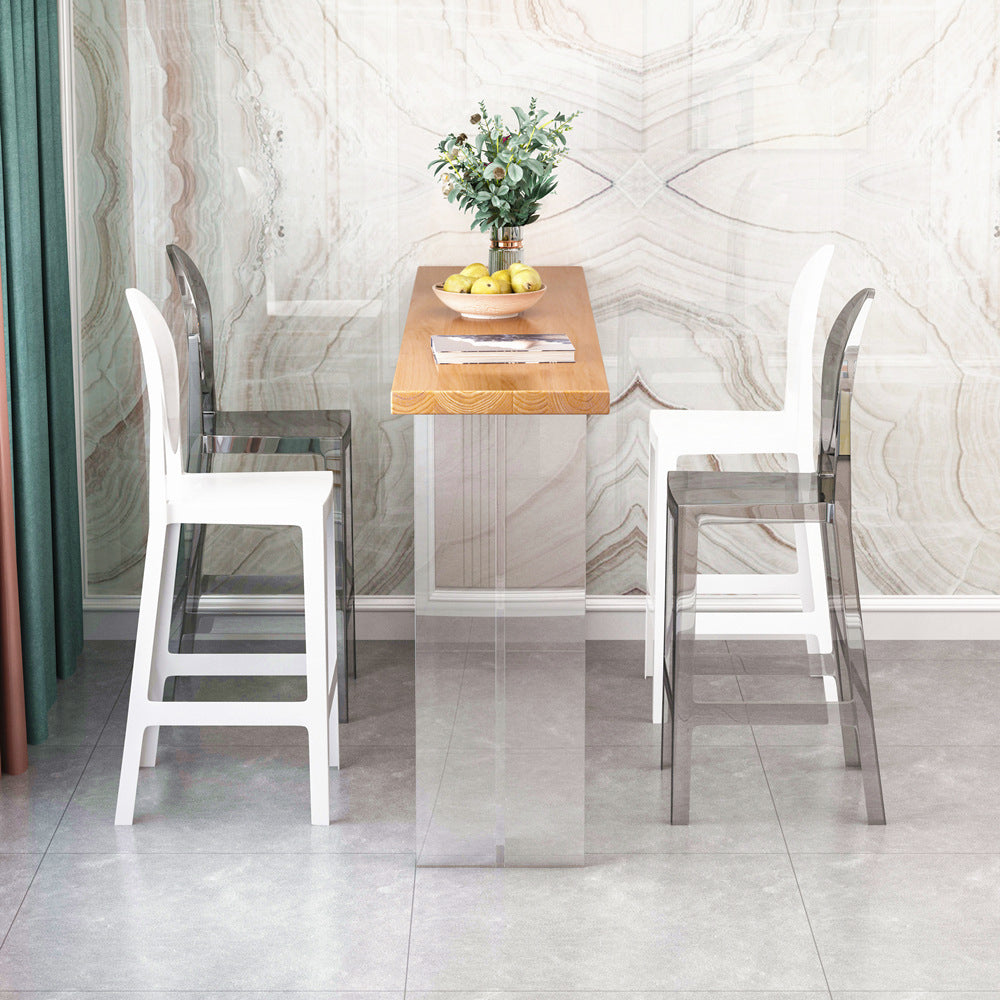 Ash Wood Bar-height Table with Acrylic Base Modern Rectangle Pub Table