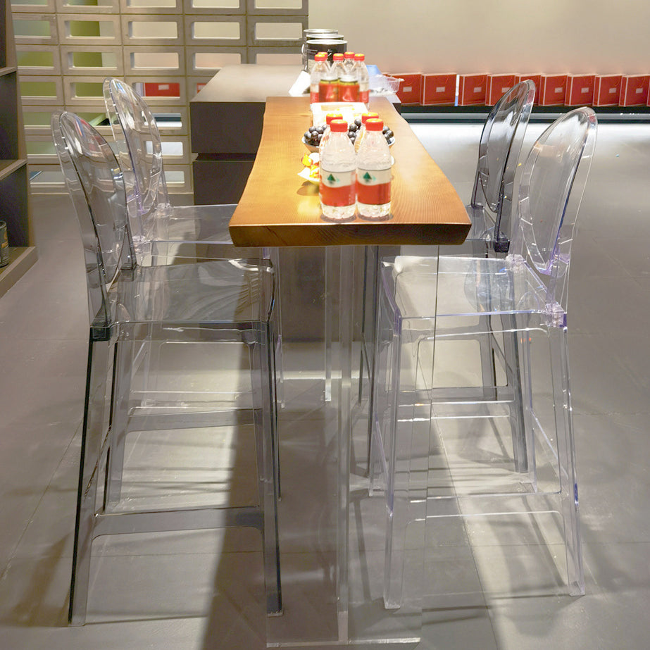 Ash Wood Bar-height Table with Acrylic Base Modern Rectangle Pub Table