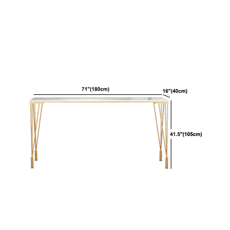 Indoor Rectangle Cocktail Bar Table White Marble and Metal Bistro Bar Table