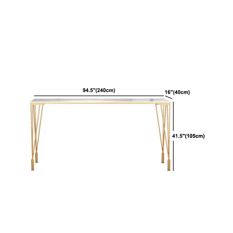 Indoor Rectangle Cocktail Bar Table White Marble and Metal Bistro Bar Table