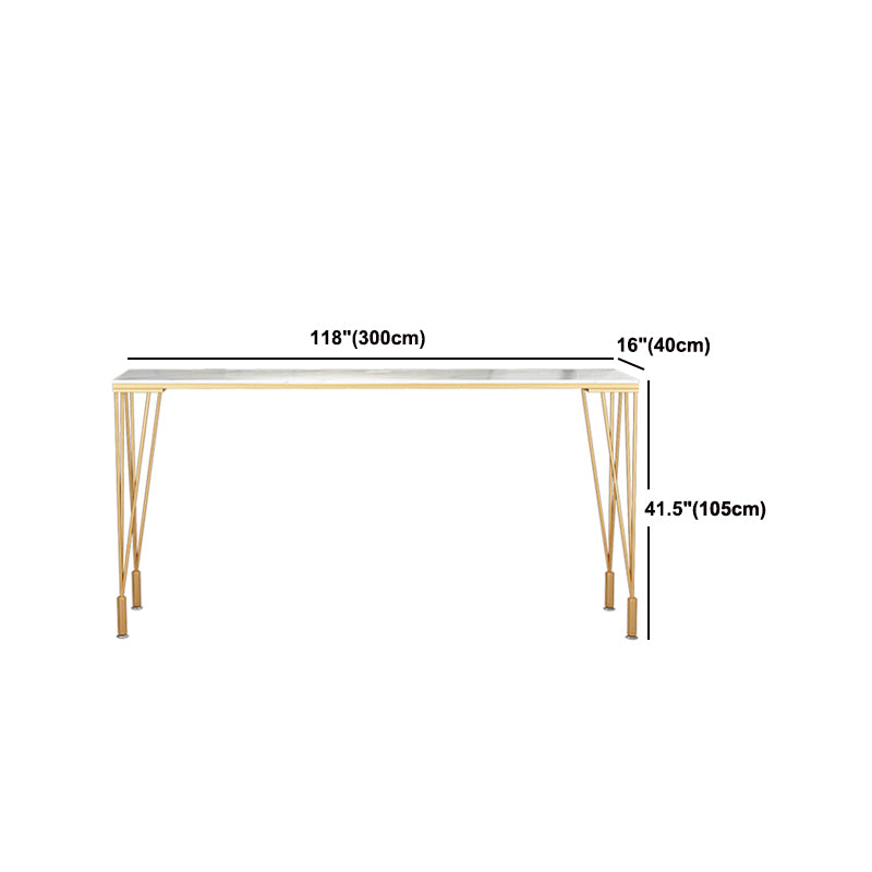 Indoor Rectangle Cocktail Bar Table White Marble and Metal Bistro Bar Table