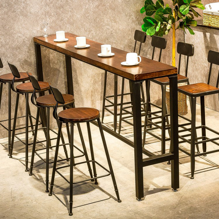 Shop Rectangle Patio Bar Table Trestle Footrest Brown Cocktail Table