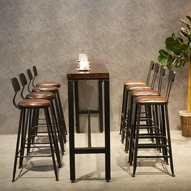 Shop Rectangle Patio Bar Table Trestle Footrest Brown Cocktail Table