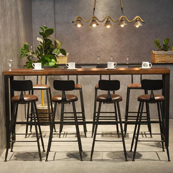 Shop Rectangle Patio Bar Table Trestle Footrest Brown Cocktail Table