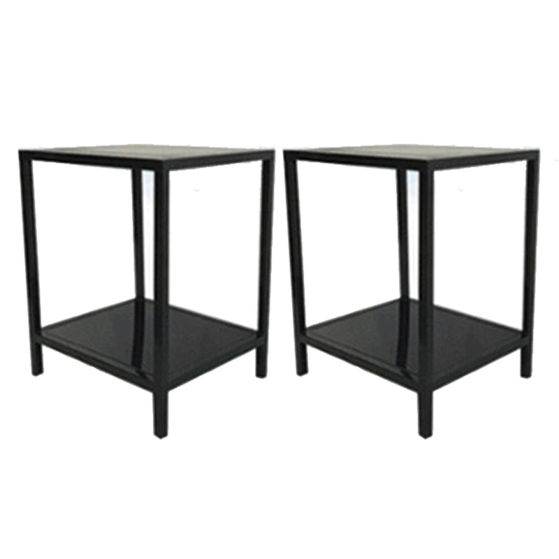 Metal Night Table Lower Shelf Accent Table Nightstand with Legs