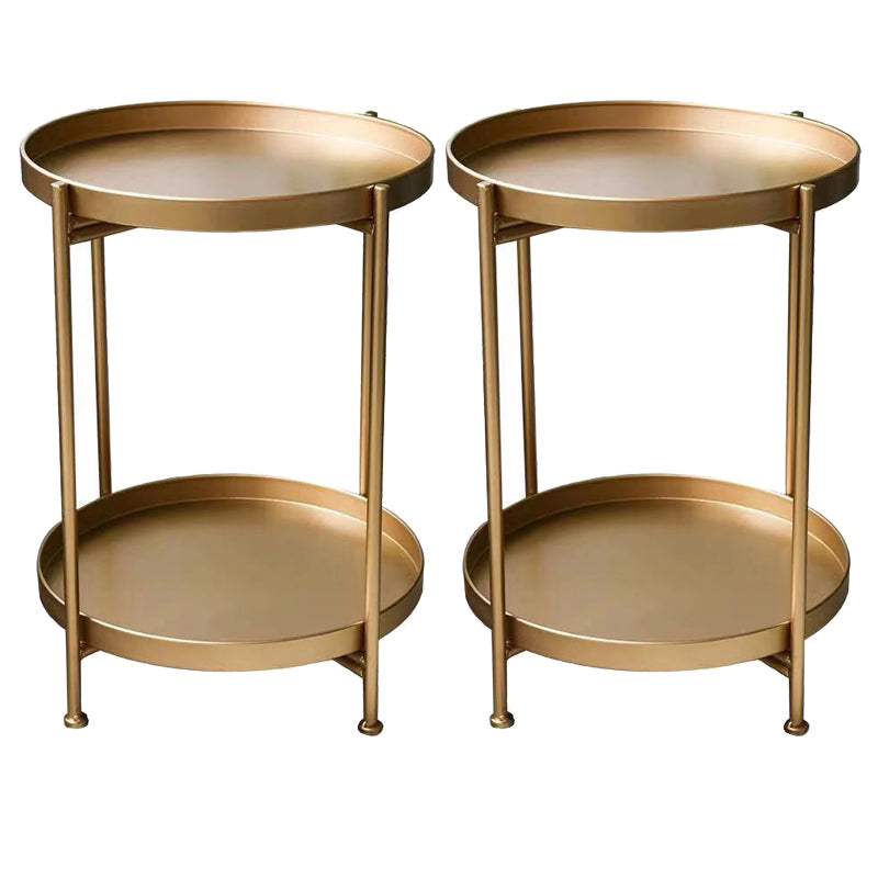 Metal Nightstand 20" Tall Industrial Bedside Cabinet with 2 Shelves