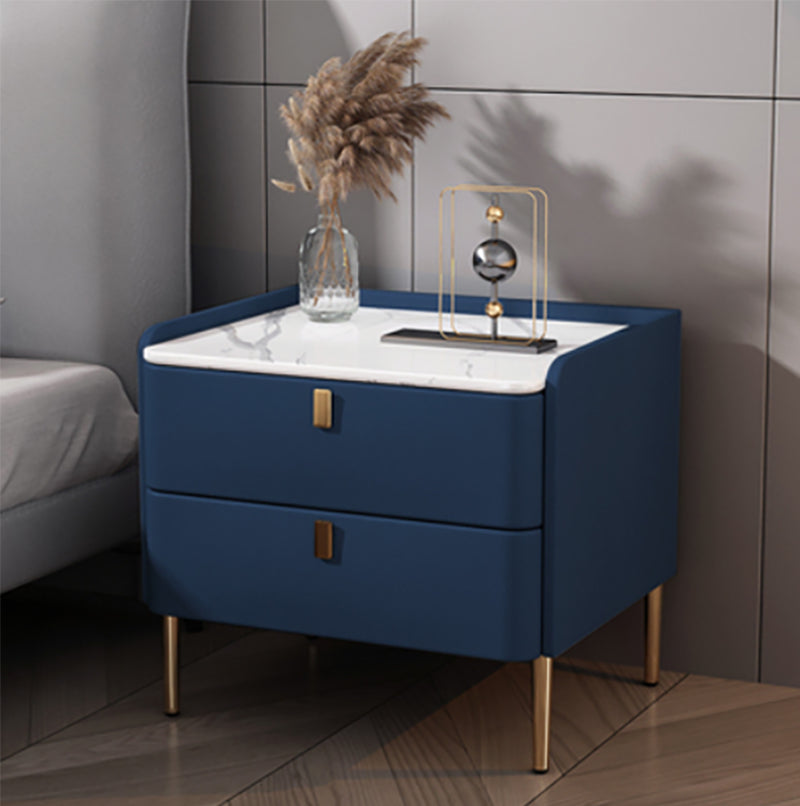 Light Luxury Bed Nightstand 2 Drawers Night Table with Legs for Bedroom