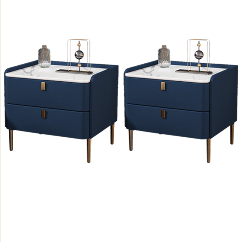 Light Luxury Bed Nightstand 2 Drawers Night Table with Legs for Bedroom