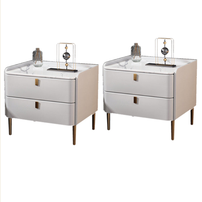 Light Luxury Bed Nightstand 2 Drawers Night Table with Legs for Bedroom