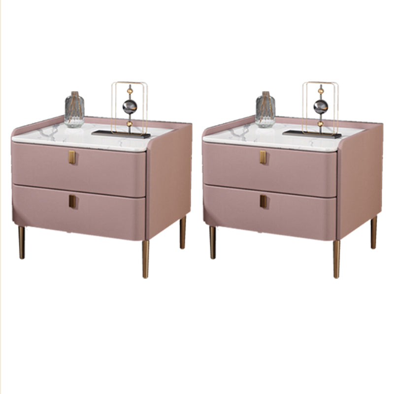 Light Luxury Bed Nightstand 2 Drawers Night Table with Legs for Bedroom