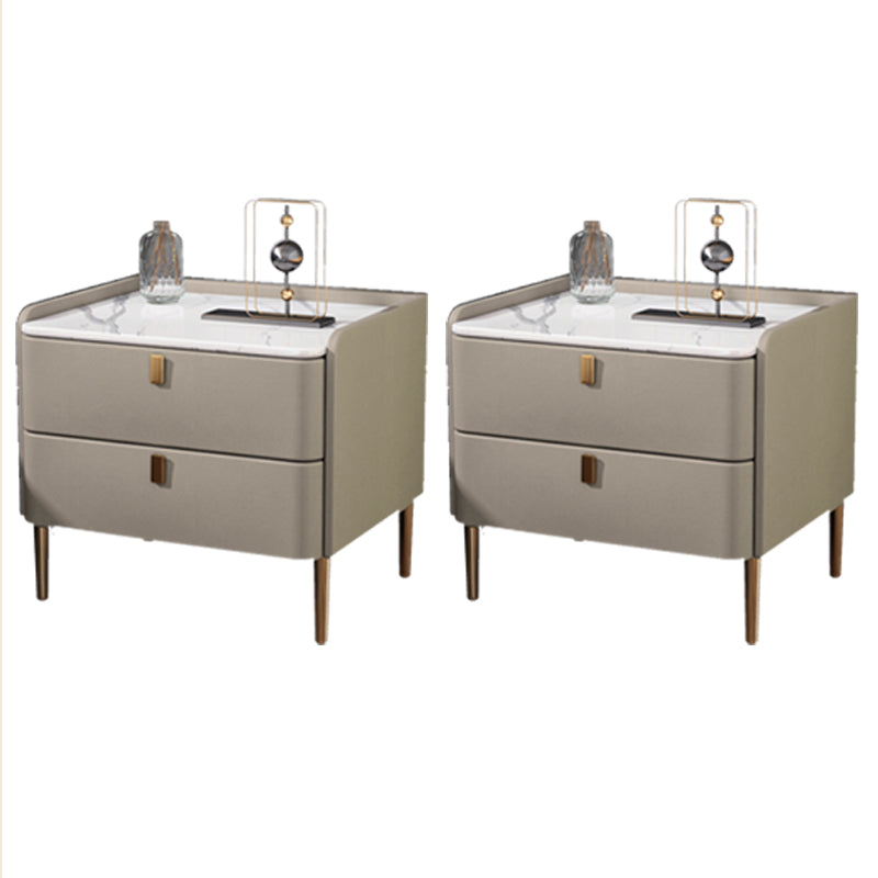Light Luxury Bed Nightstand 2 Drawers Night Table with Legs for Bedroom