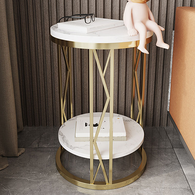 12.65-inch Tall 2-Shelf Night Table Contemporary Stone Top Nightstand