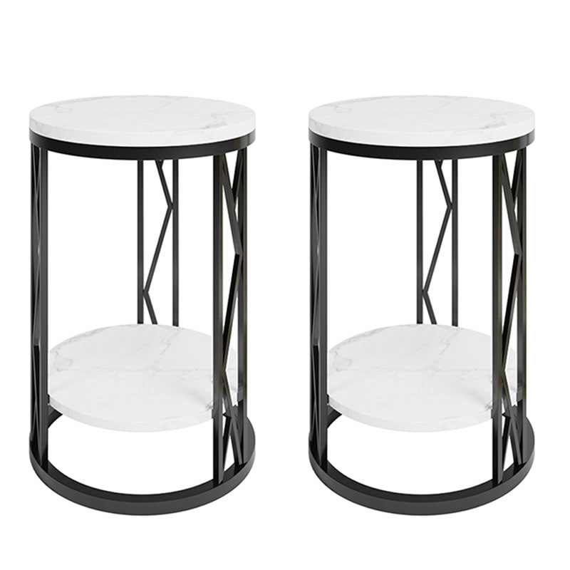 12.65-inch Tall 2-Shelf Night Table Contemporary Stone Top Nightstand