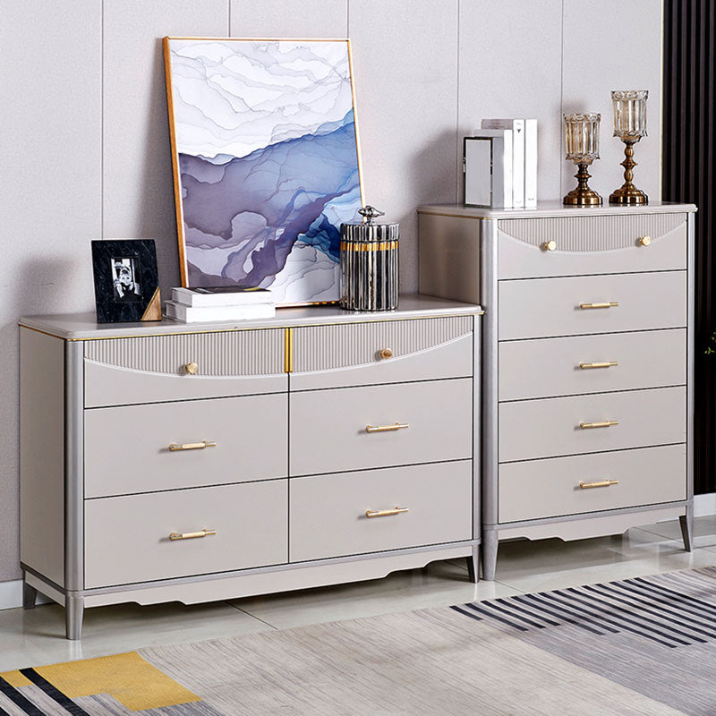 Glam Wooden Storage Chest 16" Wide Bedroom Chest in Grey with Drawers