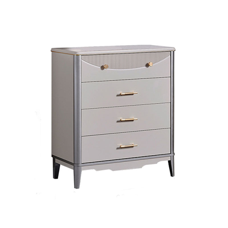 Glam Wooden Storage Chest 16" Wide Bedroom Chest in Grey with Drawers