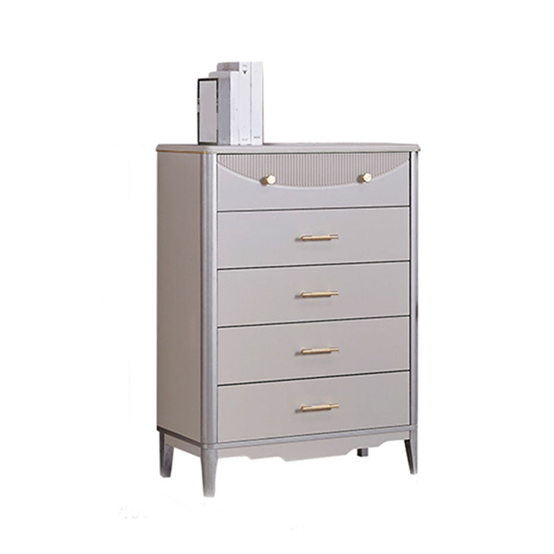 Glam Wooden Storage Chest 16" Wide Bedroom Chest in Grey with Drawers