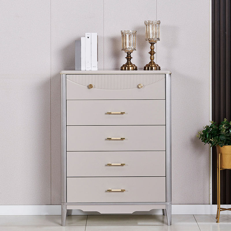 Glam Wooden Storage Chest 16" Wide Bedroom Chest in Grey with Drawers