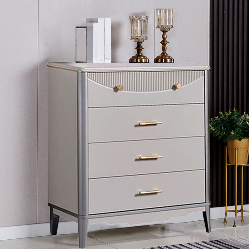 Glam Wooden Storage Chest 16" Wide Bedroom Chest in Grey with Drawers