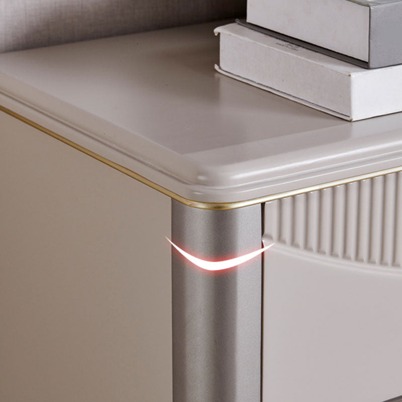 Glam Wooden Storage Chest 16" Wide Bedroom Chest in Grey with Drawers