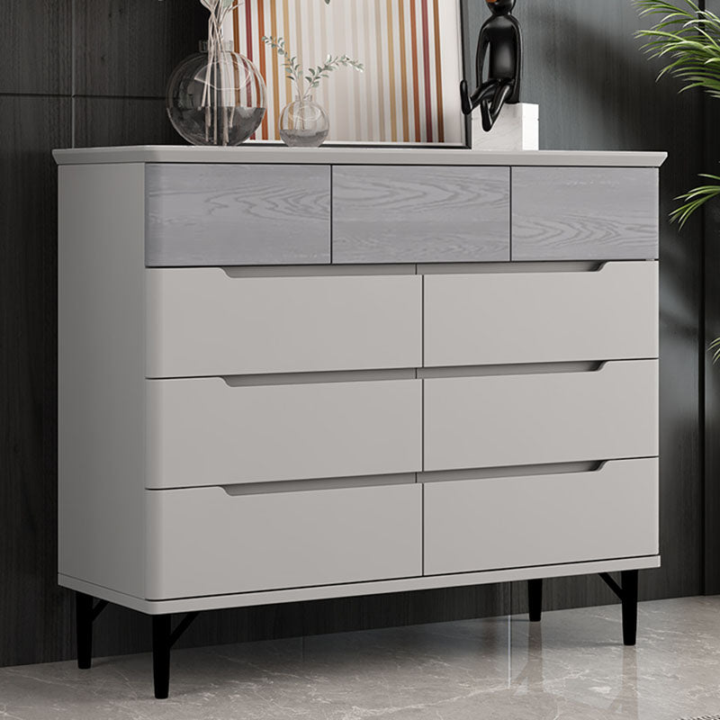 Contemporary Bedroom Chest Wooden Storage Chest in Gray with Drawers