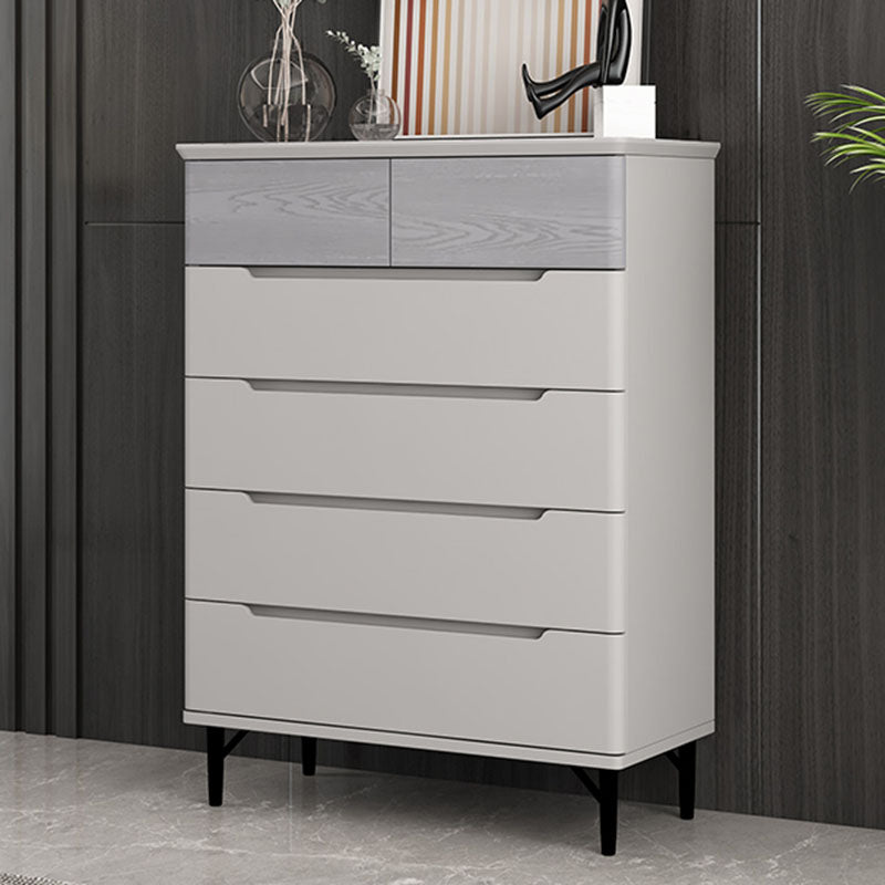 Contemporary Bedroom Chest Wooden Storage Chest in Gray with Drawers