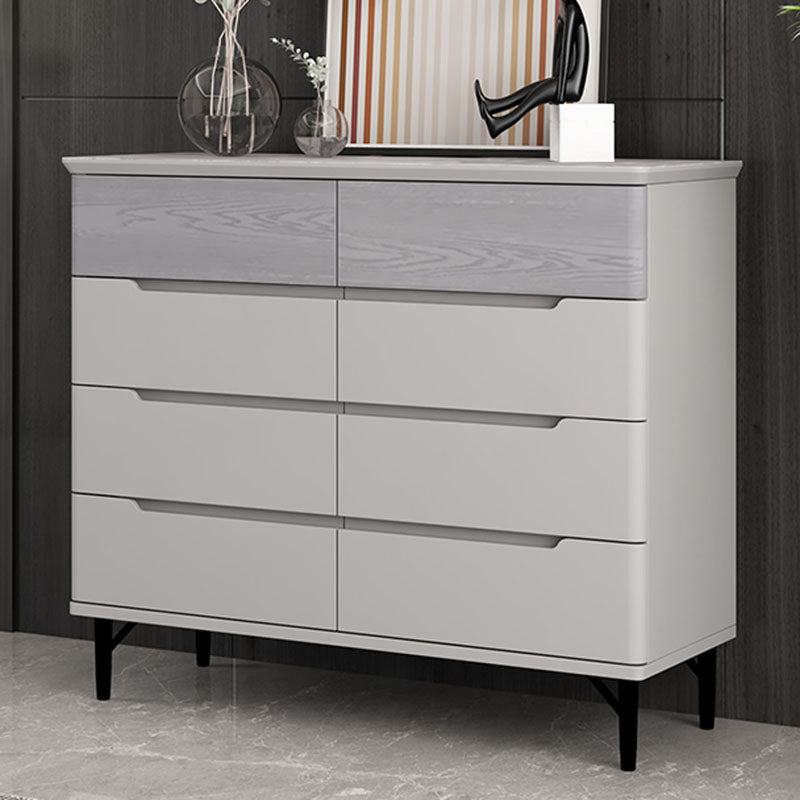 Contemporary Bedroom Chest Wooden Storage Chest in Gray with Drawers