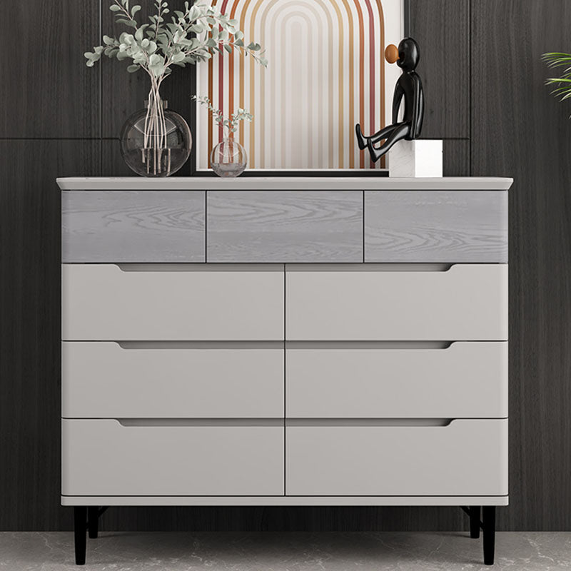 Contemporary Bedroom Chest Wooden Storage Chest in Gray with Drawers