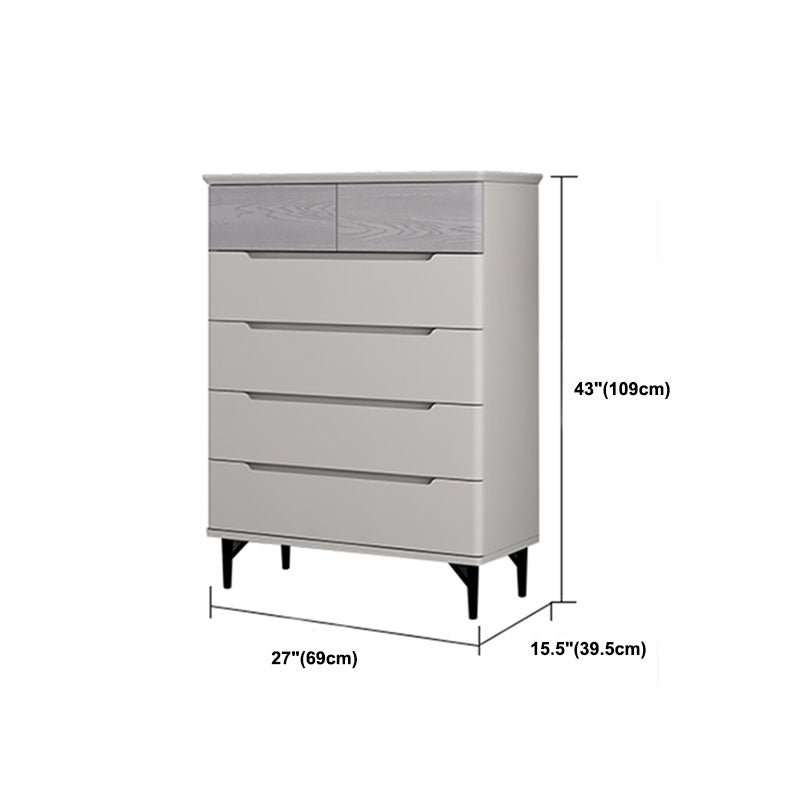 Contemporary Bedroom Chest Wooden Storage Chest in Gray with Drawers