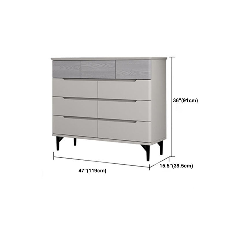 Contemporary Bedroom Chest Wooden Storage Chest in Gray with Drawers