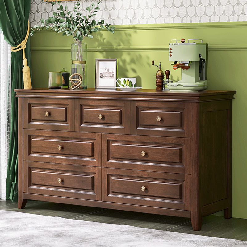 Glam Bedroom Storage Chest Wooden Chest in Brown with Drawers