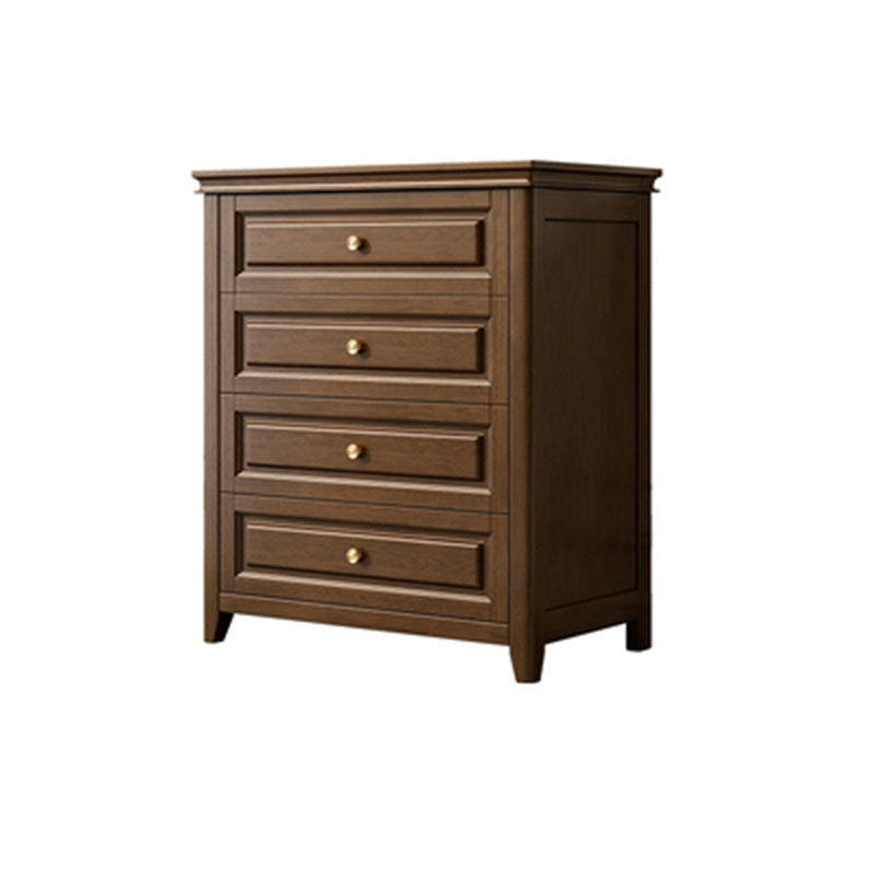 Glam Bedroom Storage Chest Wooden Chest in Brown with Drawers