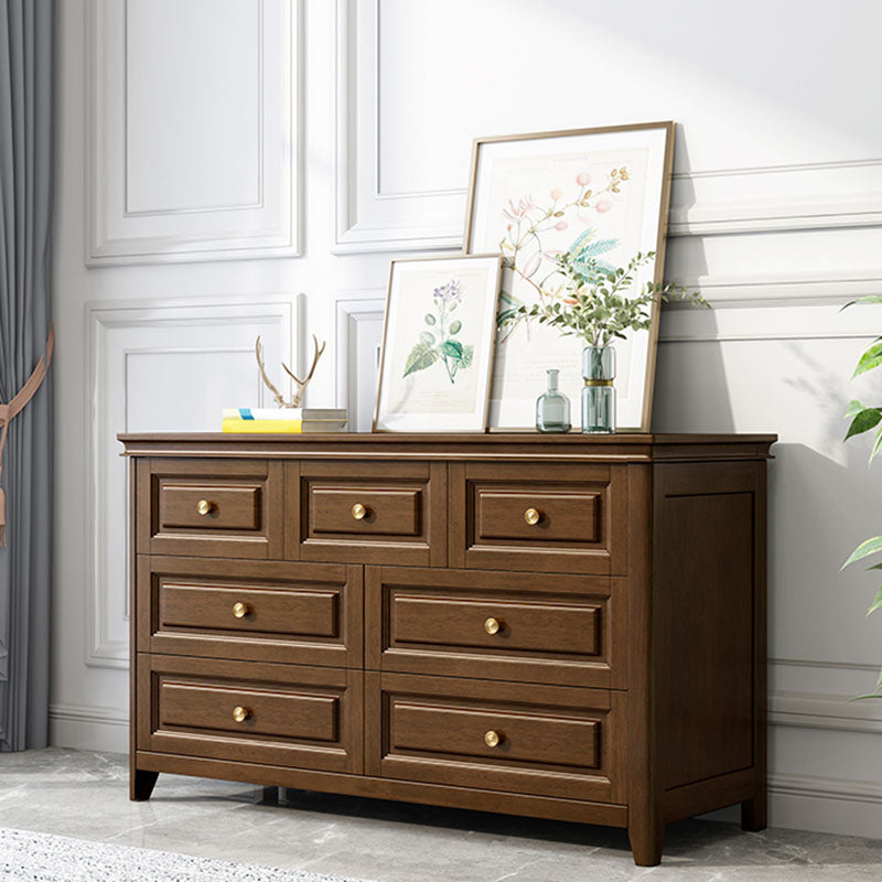 Glam Bedroom Storage Chest Wooden Chest in Brown with Drawers