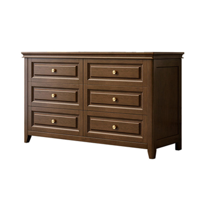 Glam Bedroom Storage Chest Wooden Chest in Brown with Drawers