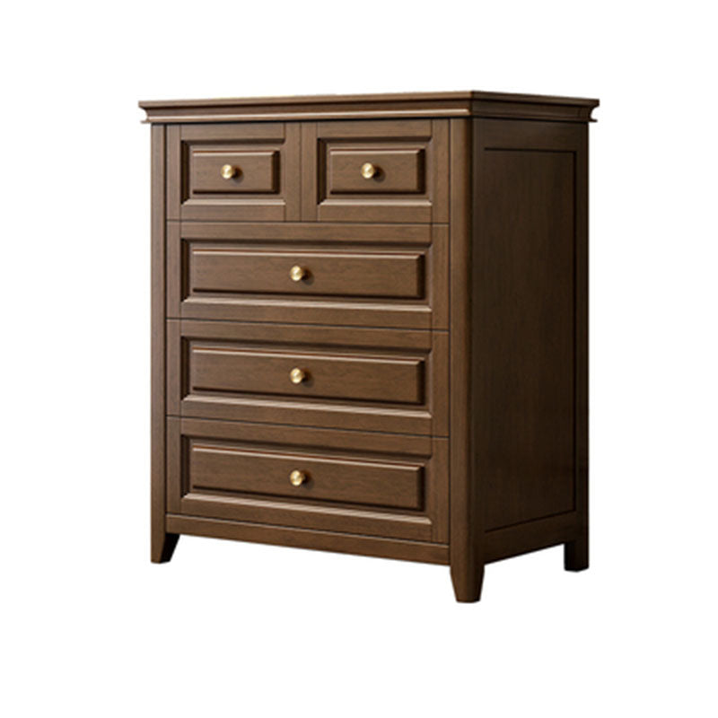 Glam Bedroom Storage Chest Wooden Chest in Brown with Drawers