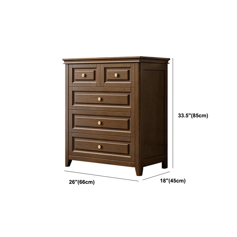 Glam Bedroom Storage Chest Wooden Chest in Brown with Drawers