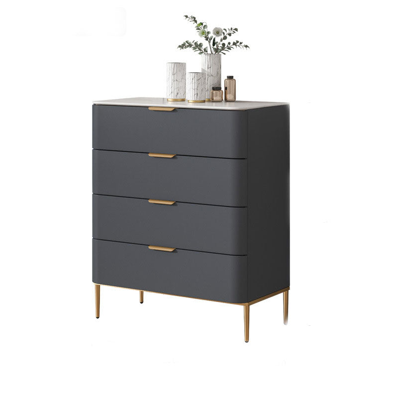 Solid Wood Glam Storage Chest Dresser Vertical Storage Chest with Metal Feet