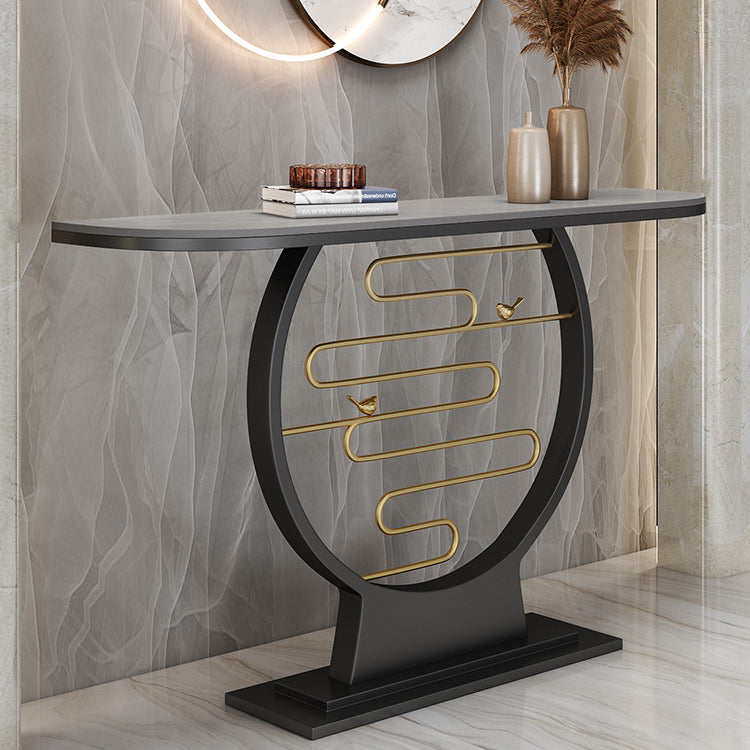 Modern & Contemporary Stone Console Sofa Table Half Moon Iron End Table for Hall
