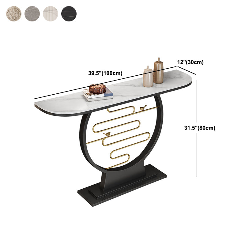 Modern & Contemporary Stone Console Sofa Table Half Moon Iron End Table for Hall
