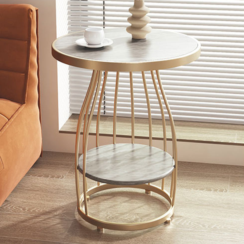 Modern Frame Side Table Slate Round Sofa End Table with Storage
