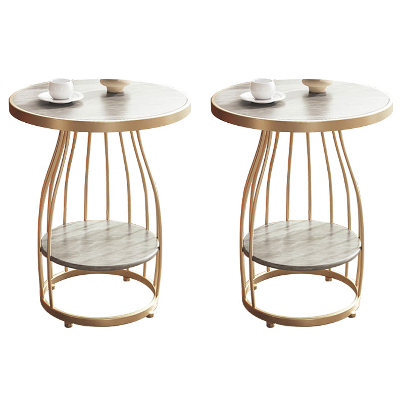 Modern Frame Side Table Slate Round Sofa End Table with Storage