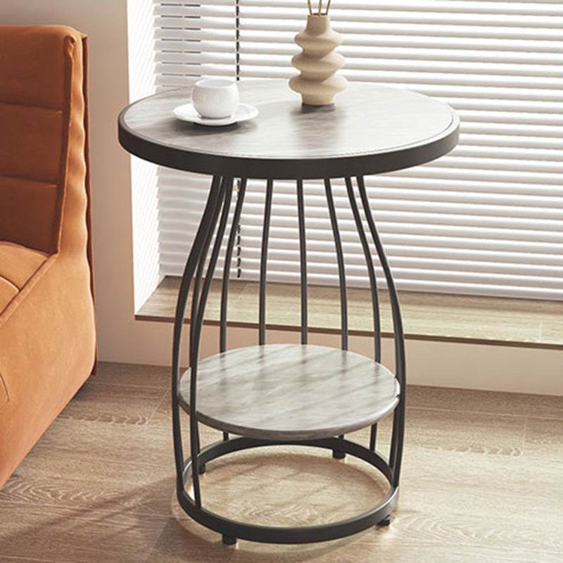 Modern Frame Side Table Slate Round Sofa End Table with Storage
