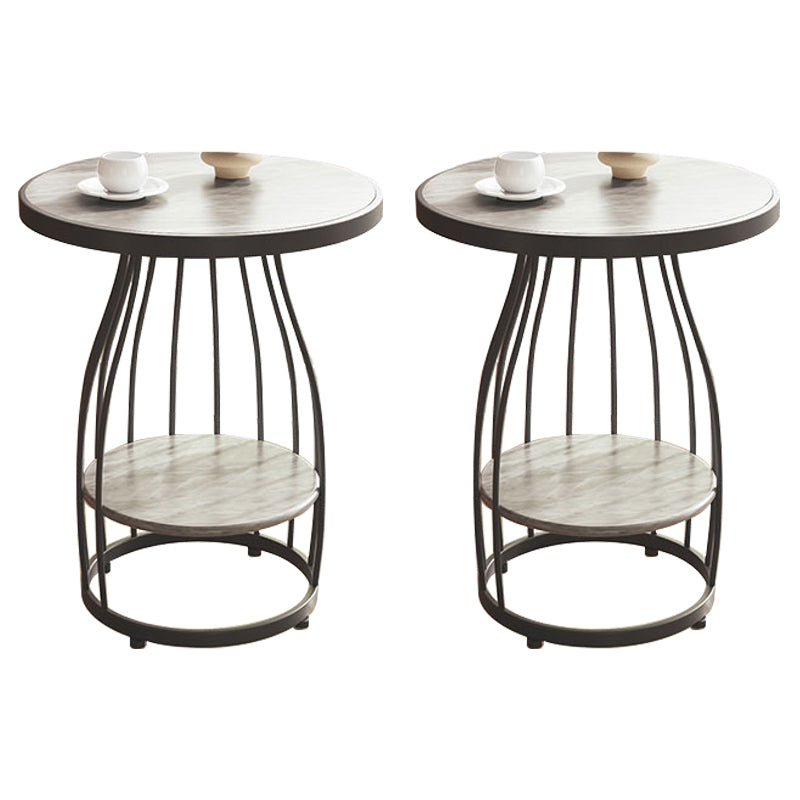 Modern Frame Side Table Slate Round Sofa End Table with Storage