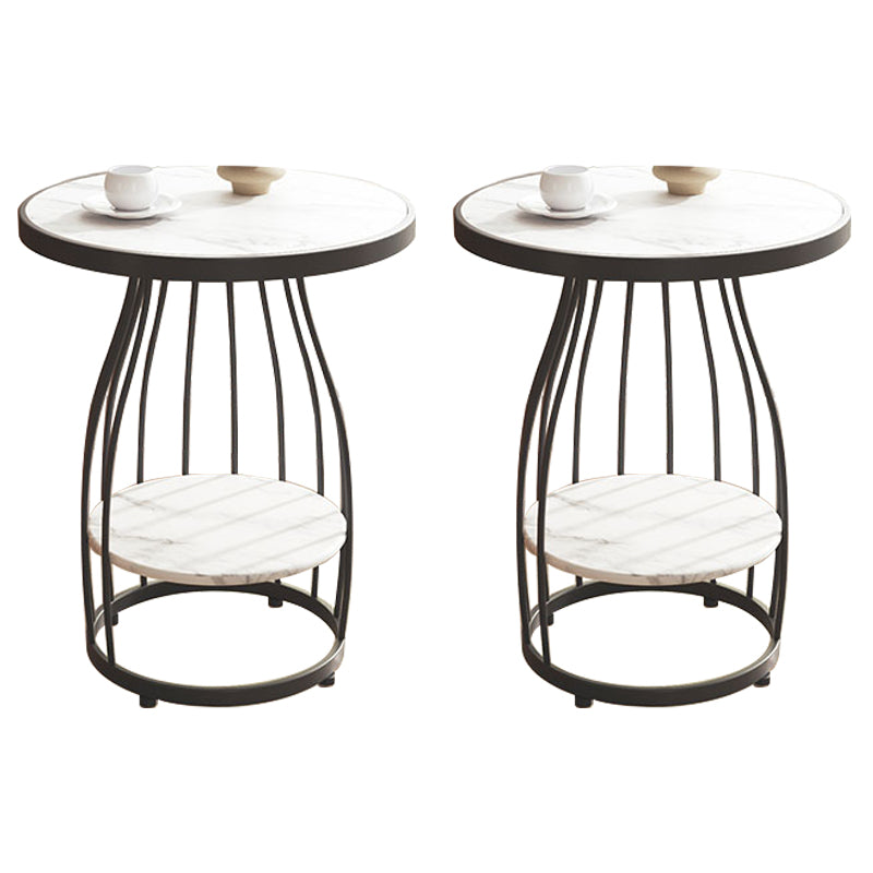 Modern Frame Side Table Slate Round Sofa End Table with Storage