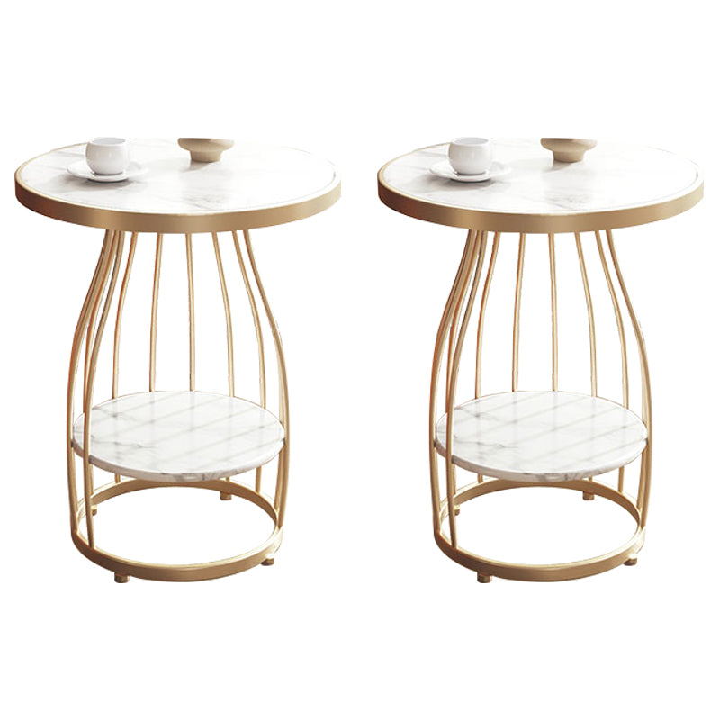 Modern Frame Side Table Slate Round Sofa End Table with Storage