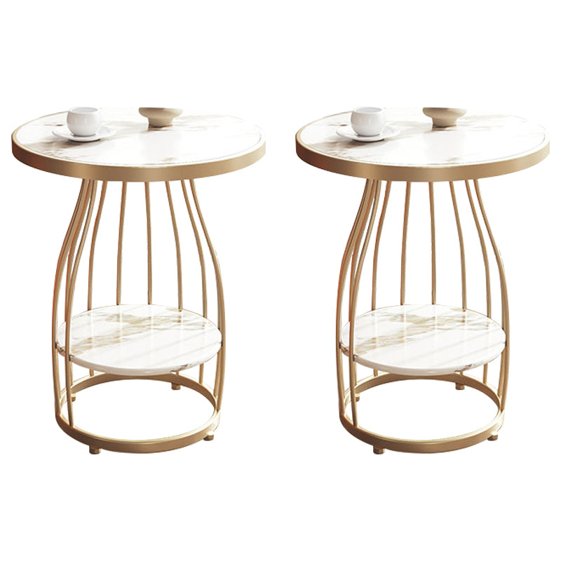 Modern Frame Side Table Slate Round Sofa End Table with Storage