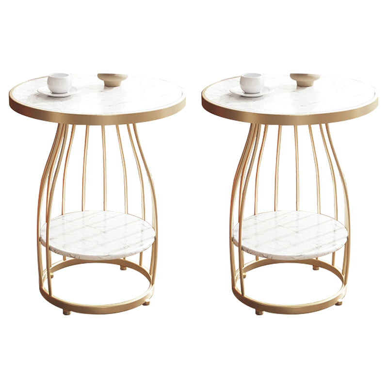 Modern Frame Side Table Slate Round Sofa End Table with Storage
