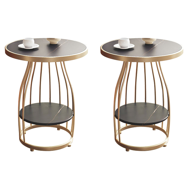 Modern Frame Side Table Slate Round Sofa End Table with Storage