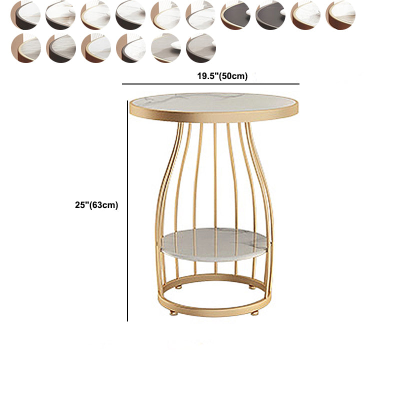 Modern Frame Side Table Slate Round Sofa End Table with Storage