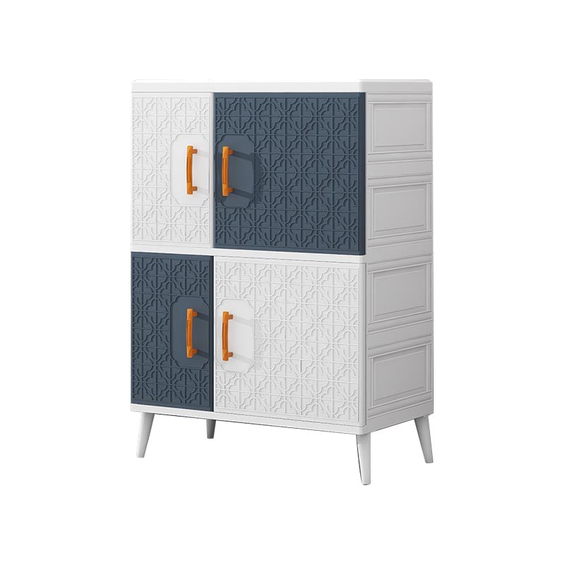Plastic Matte Finish Storage Cabinet Contemporary Hinged Door Cabinet for Bedroom